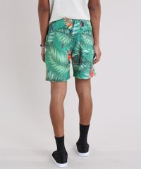 Bermuda-Masculina-Estampada-de-Folhagem-com-Araras-com-Bolsos-Verde-9226915-Verde_2