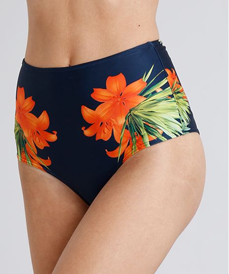 Biquini-Calcinha-Hot-Pant-Estampada-Floral-com-Protecao-UV50--Azul-Marinho-9221114-Azul_Marinho_1