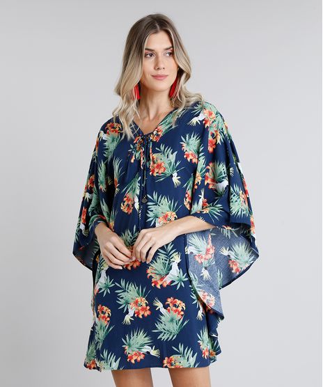 Saida-de-Praia-Kaftan-Estampada-Floral-com-Decote-V-Azul-Marinho-9222787-Azul_Marinho_1