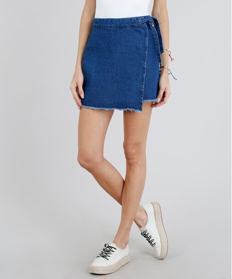 Saia-Jeans-Feminina-Envelope-com-Amarracao-Azul-Escuro-9209352-Azul_Escuro_1