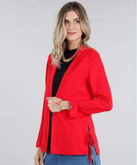 Blazer-Feminino-Reto-com-Fenda-e-Laco-Gola-Tailleur-Manga-Longa-Vermelho-9181377-Vermelho_1