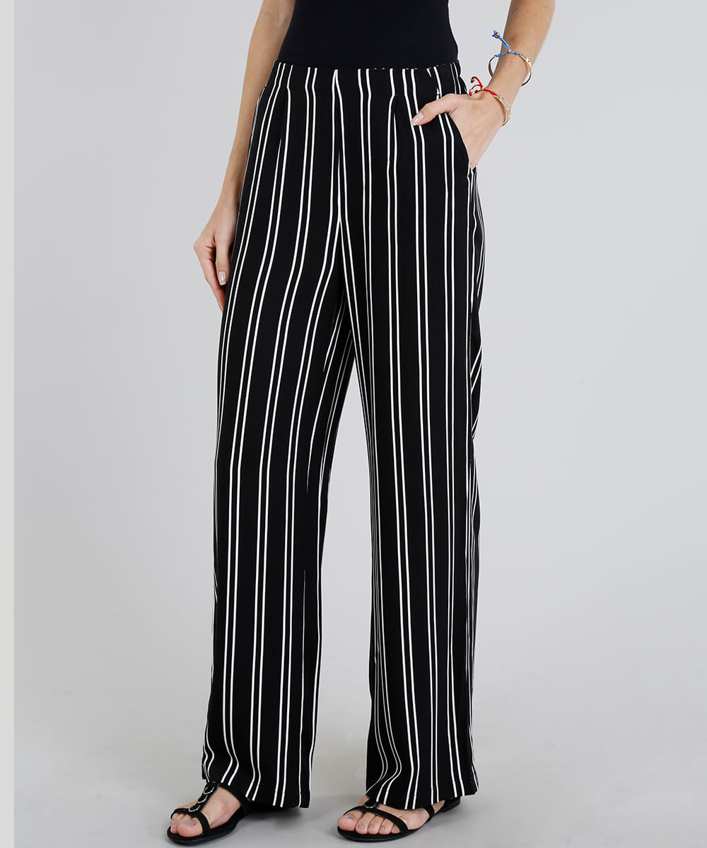 calça listrada feminina pantalona