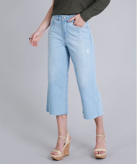Calca-Jeans-Feminina-Pantacourt-com-Puidos-Delave-9217840-Delave_1
