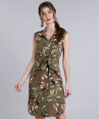 Vestido-Feminino-Curto-Estampado-Floral-com-No-Sem-Manga--Verde-9186815-Verde_1