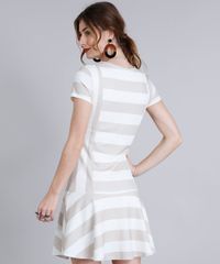 Vestido-Feminino-Curto-Listrado-com-Babado-Manga-Curta-Decote-V-Bege-Claro-9214259-Bege_Claro_2