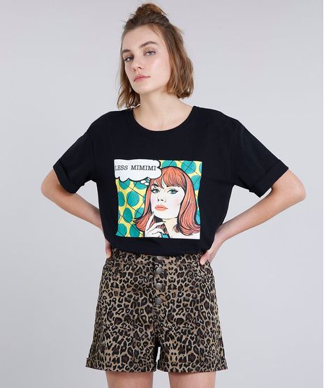 T-Shirt-Feminina-Manga-Curta-Oversized--Less-Mimimi--Preta-9296968-Preto_1