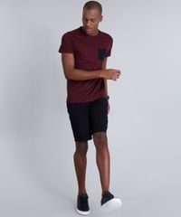 Camiseta-Masculina-Slim-Fit-Listrada-com-Bolso-Manga-Curta-Gola-Careca-em-Algodao---Sustentavel-Vinho-8709075-Vinho_3
