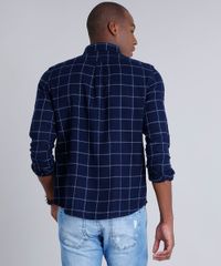 Camisa-Masculina-Comfort-em-Flanela-Estampada-Xadrez--com-Bolso-Manga-Longa-Azul-Marinho-8841744-Azul_Marinho_2