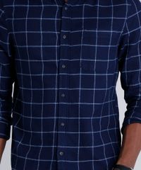 Camisa-Masculina-Comfort-em-Flanela-Estampada-Xadrez--com-Bolso-Manga-Longa-Azul-Marinho-8841744-Azul_Marinho_4