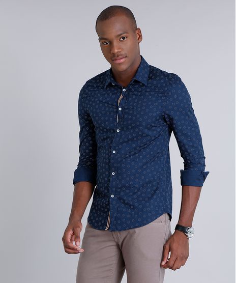 Camisa-Masculina-Slim-Mini-Print-Manga-Longa-Azul-Marinho-9095674-Azul_Marinho_1