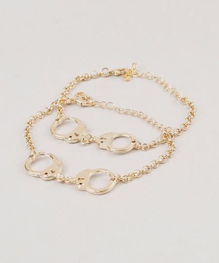 Kit-de-2-Pulseiras-Femininas-Parceiras-no-Crime-com-Algemas-Dourado-9218470-Dourado_1