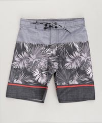 Bermuda-Surf-Infantil-Estampada-de-Folhagem-com-Velcro-e-Cordao-Cinza-Mescla-9231757-Cinza_Mescla_1