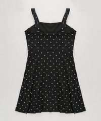 Vestido-Infantil-Evase-Curto-Estampado-de-Poa-Sem-Manga-Preto-9232112-Preto_2