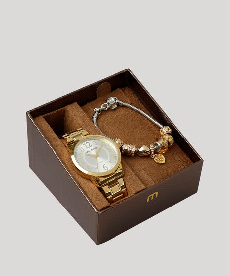 Kit-de-Relogio-Analogico-Mondaine-Feminino---Pulseira---83427LPMVDE1K-Dourado-9252825-Dourado_1