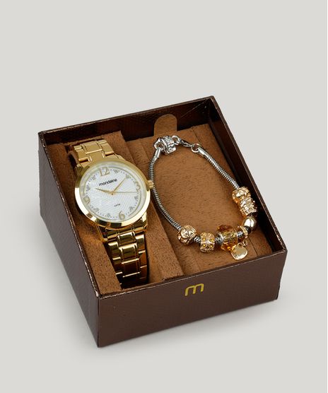 Kit-de-Relogio-Analogico-Mondaine-Feminino---Pulseira---83428LPMVDE1K-Dourado-9252765-Dourado_1
