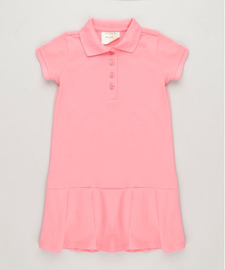 Vestido-Polo-Infantil-Curto-com-Pregas-e-Bordado-Manga-Curta-em-Piquet-Rosa-9214119-Rosa_1