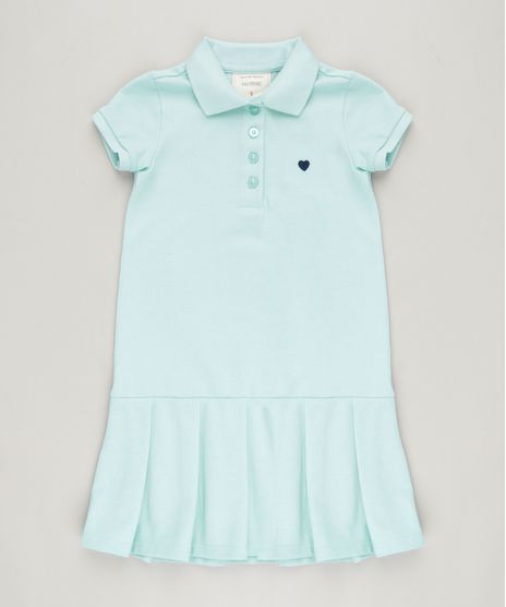 Vestido-Polo-Infantil-Curto-com-Pregas-e-Bordado-Manga-Curta-em-Piquet-Verde-Claro-9214120-Verde_Claro_1