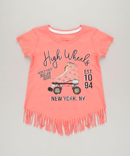 Blusa-Infantil-Patins-com-Paetes-e-Franjas-Manga-Curta-Decote-Redondo-Coral-9233133-Coral_1