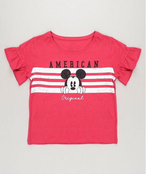 Blusa-Infantil-Mickey-Manga-Curta-com-Babado-Decote-Redondo-Rosa-Escuro-9233126-Rosa_Escuro_1