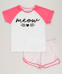 Pijama-Infantil--Meow--Raglan-Manga-Curta-Cinza-Mescla-Claro-9223720-Cinza_Mescla_Claro_1