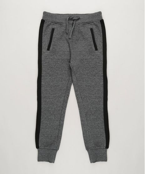 Calca-Infantil-Jogger-em-Moletom-com-Listras-Laterais-Cinza-Mescla-Escuro-8861819-Cinza_Mescla_Escuro_1