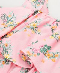 Vestido-Infantil-Curto-Estampado-Floral-com-Babado-Sem-Manga-Decote-Redondo-em-Algodao---Sustentavel-Rosa-9158425-Rosa_3