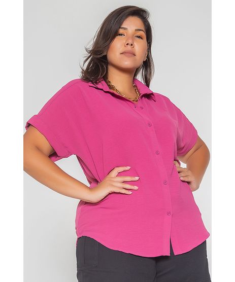 camisa rosa feminina plus size