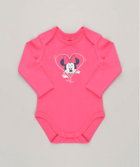 Body-Infantil-Minnie-Manga-Longa-Decote-Redondo-em-Algodao---Sustentavel-Rosa-Escuro-9124372-Rosa_Escuro_1
