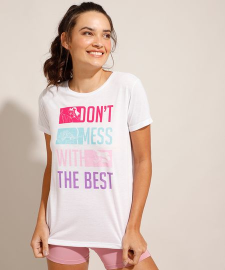 Camiseta Esportiva Feminina Princesas Branca frente