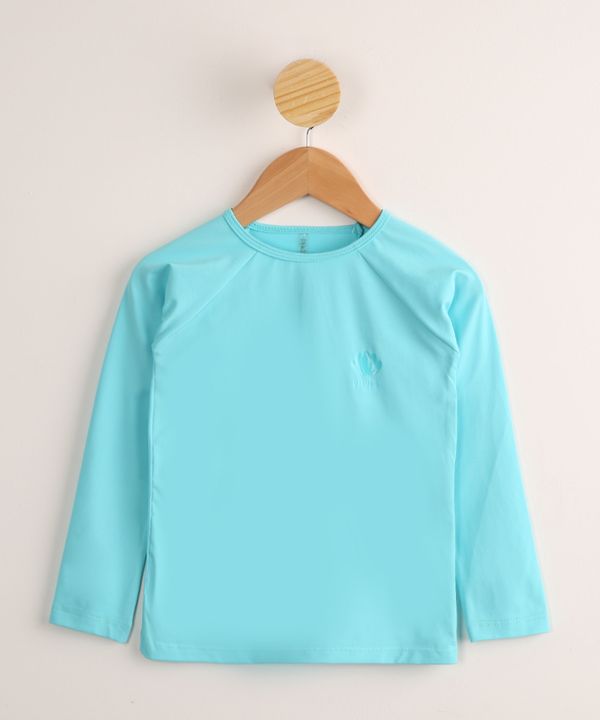 Blusa de Praia Infantil Manga Longa com Proteção UV50+ Azul Claro 12