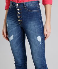 Calca-Jeans-Feminina-Boot-Cut-Sawary-Cintura-Alta-com-Botoes--Azul-Escuro-9240768-Azul_Escuro_4