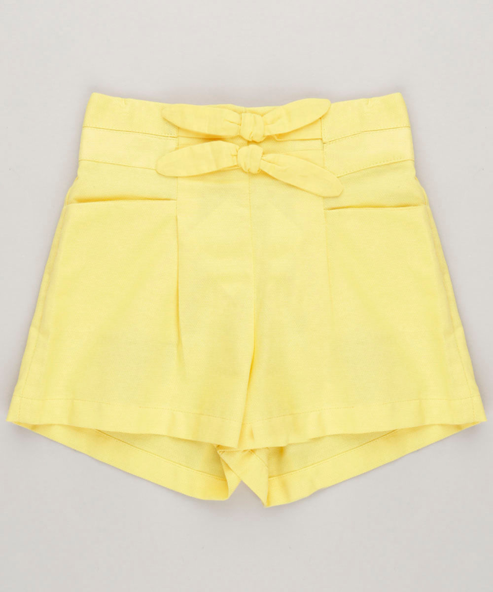 short amarelo cintura alta