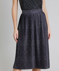 Saia-Feminina-Midi-Plissada-Estampada-de-Poas-Preta-9262070-Preto_4