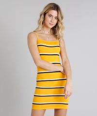 Vestido-Feminino-Basico-Curto-Listrado-Alca-Fina-Decote-Redondo-Amarelo-9241376-Amarelo_1