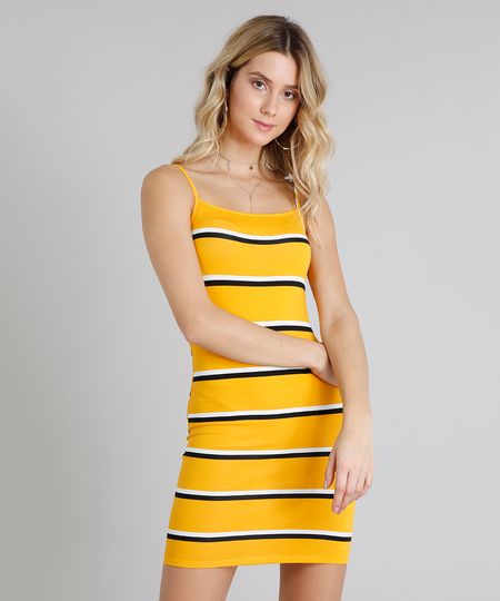 Vestido-Feminino-Basico-Curto-Listrado-Alca-Fina-Decote-Redondo-Amarelo-9241376-Amarelo_1