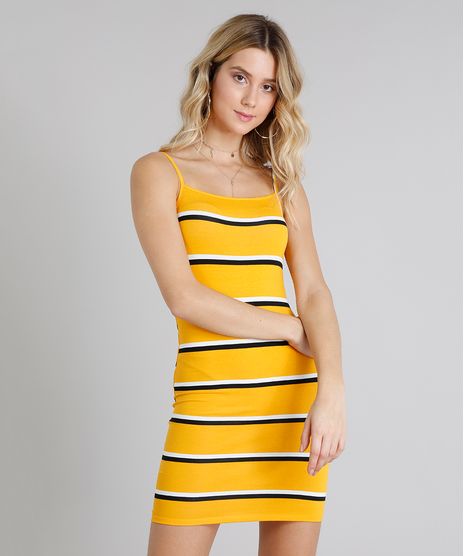 Vestido-Feminino-Basico-Curto-Listrado-Alca-Fina-Decote-Redondo-Amarelo-9241376-Amarelo_1