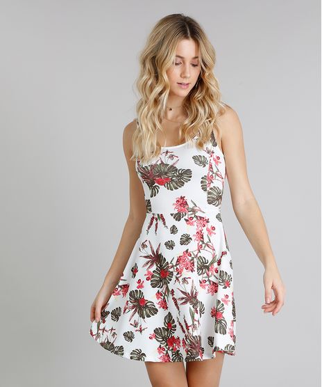 Vestido-Feminino-Evase-Curto-Estampado-Floral-Sem-Manga-Decote-Redondo-Off-White-9248328-Off_White_1