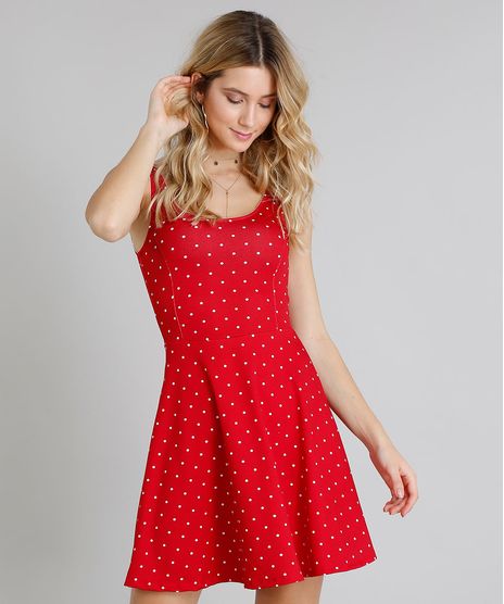 Vestido-Feminino-Evase-Curto-Estampado-de-Poa-Sem-Manga-Decote-Redondo-Vermelho-9248329-Vermelho_1