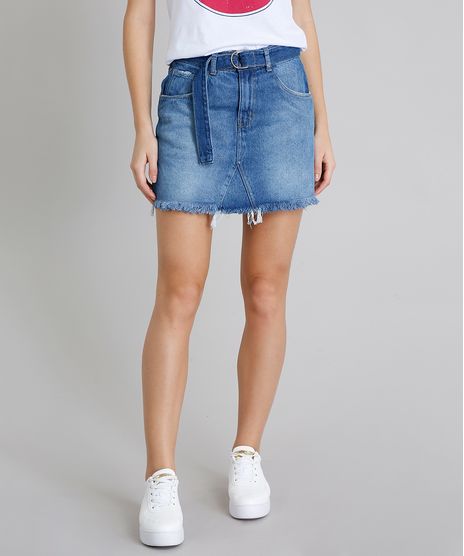 Saia-Jeans-Feminina-com-Bolsos-e-Cinto-Azul-Medio-9217863-Azul_Medio_1