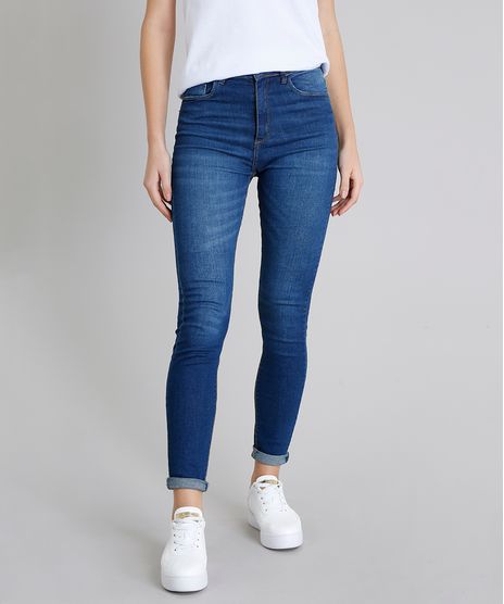Calca-Jeans-Feminina-Super-Skinny-com-Bolsos-Azul-Medio-9211156-Azul_Medio_1