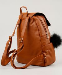 Mochila-Feminina-com-Chaveiro-de-Pompom-Caramelo-8505200-Caramelo_3