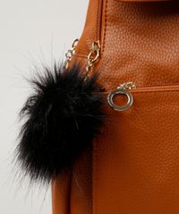 Mochila-Feminina-com-Chaveiro-de-Pompom-Caramelo-8505200-Caramelo_4