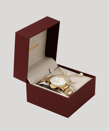 Kit-de-Relogio-Analogico-Champion-Feminino---Colar---Brinco----CN29169B-Dourado-9275004-Dourado_1