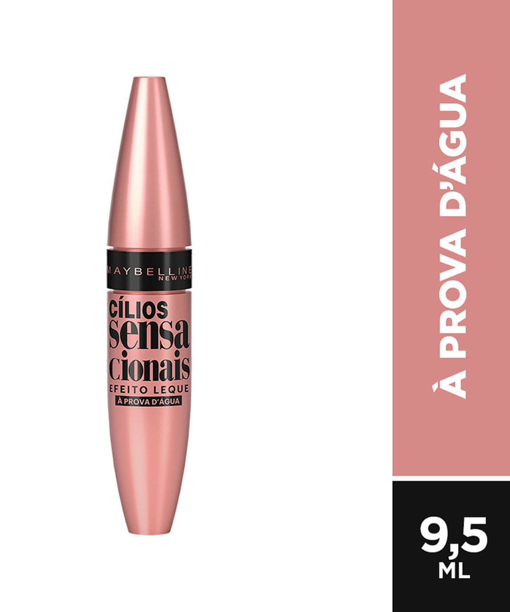 máscara para cílios à prova d'água maybelline cílios sensacionais preta