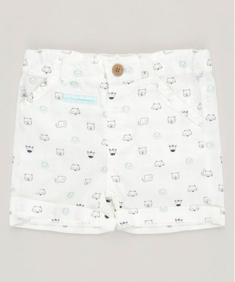 Bermuda-Infantil-Estampada-de-Bichos-em-Linho-e-Algodao---Sustentavel-Off-White-9114248-Off_White_1