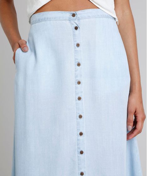 saia midi azul claro
