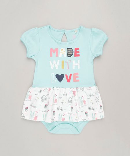 Body-Vestido-Infantil--Made-With-Love--Manga-Curta-Decote-Redondo-em-Algodao---Sustentavel-Verde-Claro-9117938-Verde_Claro_1