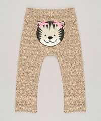 Calca-Infantil-Onca-Estampada-Animal-Print-em-Algodao---Sustentavel-Bege-9109979-Bege_1