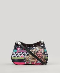 Bolsa-Infantil-Estampada-da-Barbie---Elasticos-de-Cabelo-Preta-9127468-Preto_2