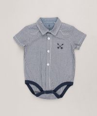 Body-Polo-Infantil-Estampado-Xadrez-com-Bordado-Manga-Curta-em-Algodao---Sustentavel-Azul-Marinho-9120603-Azul_Marinho_1